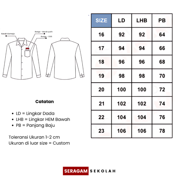 BAJU SMA CEWEK LENGAN PANJANG